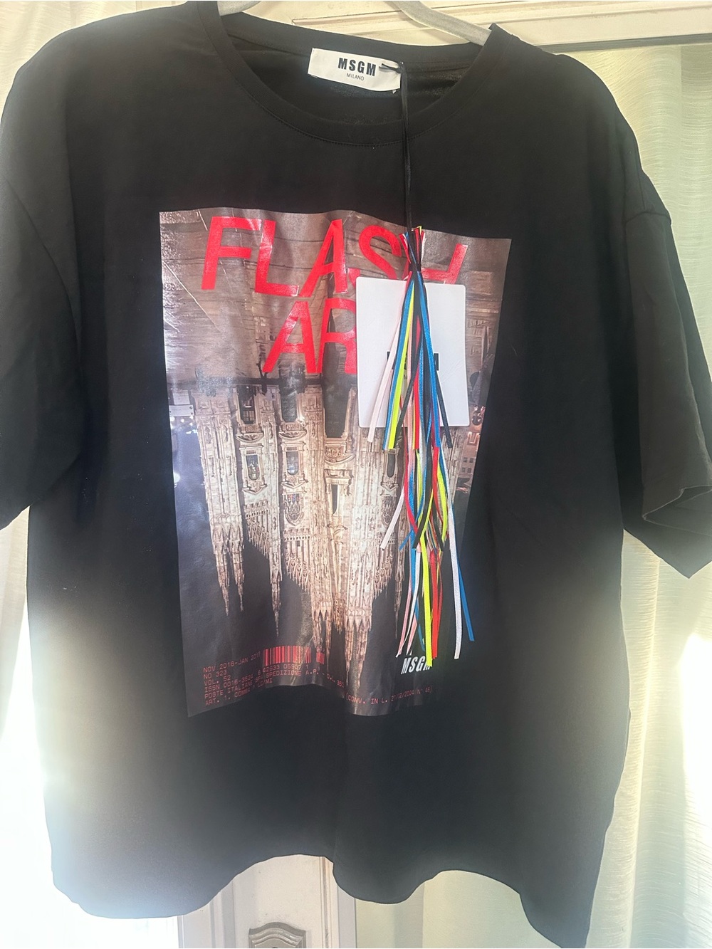 MSGM Black 'Flash Art' Graphic Tee